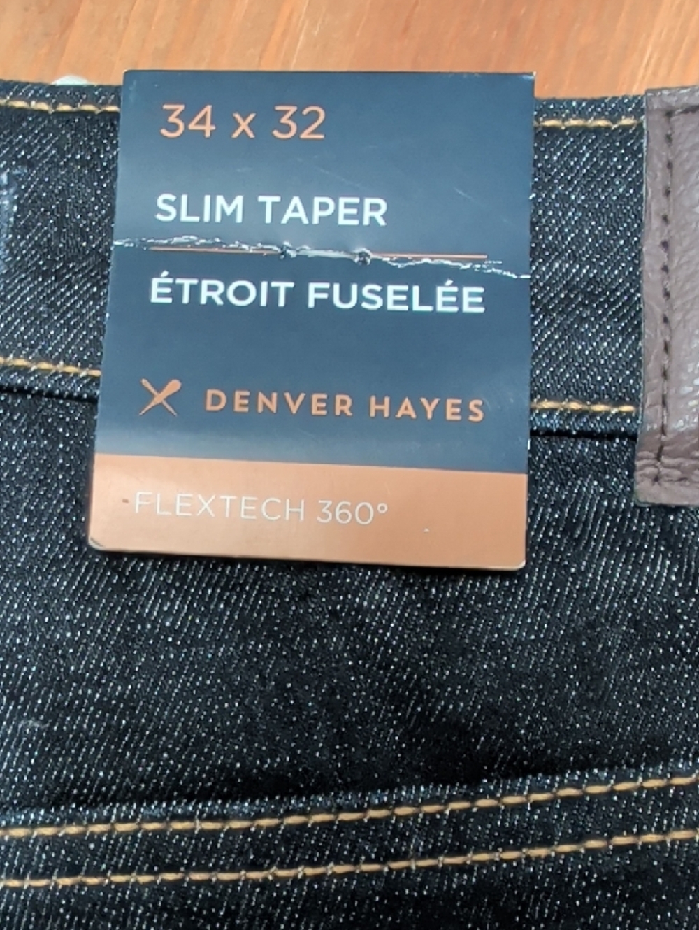 Denver Hayes Dark Indigo Slim Taper Jeans with Gold Stitching - Picture 2 of 6